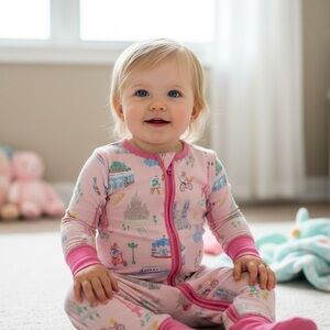 Little Sleepies Pink Patterned Kids Pajamas 3T